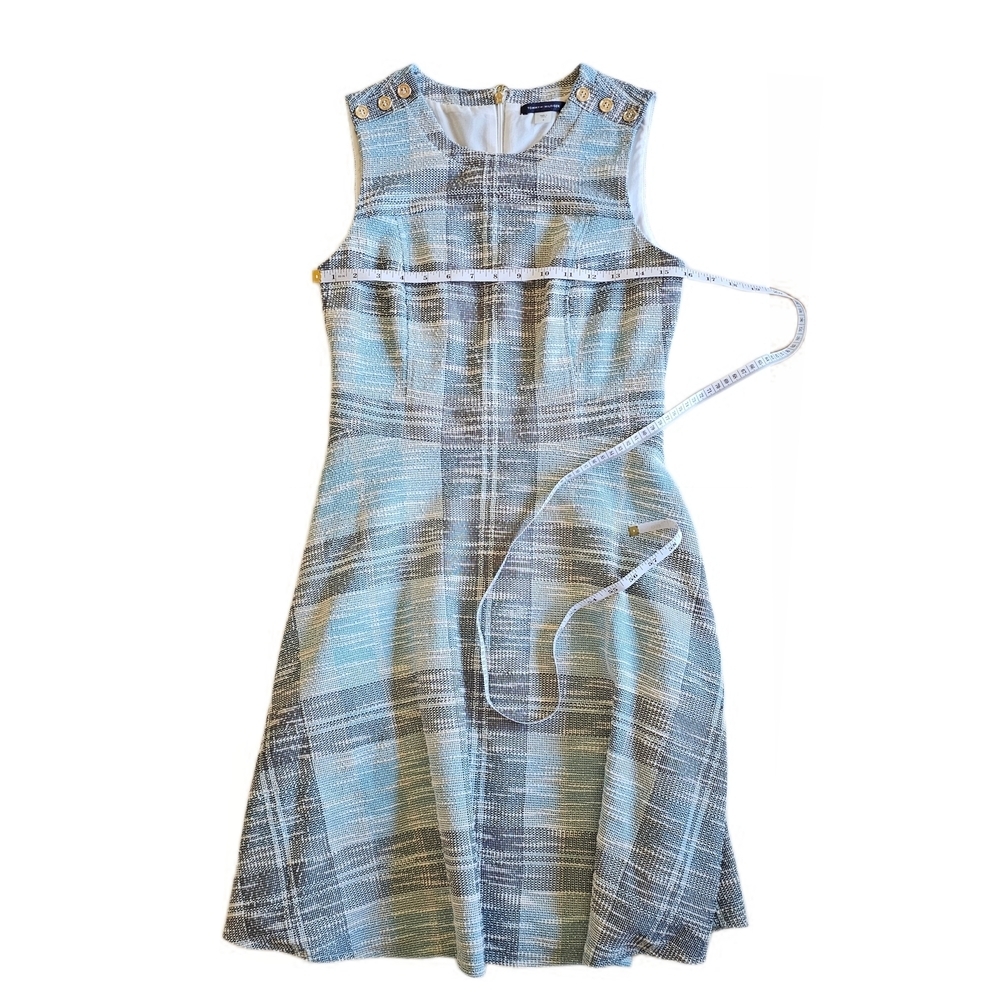 Tommy Hilfiger SEEN ON TV JANE THE VIRGIN Blue Tweed Fit&Flare Sleeveless Dress - Picture 11 of 16